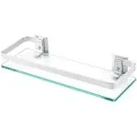 Bathroom Tempered Glass Shelf 2 Tier Storage Glass Shelf Rectangular With Bar Wa