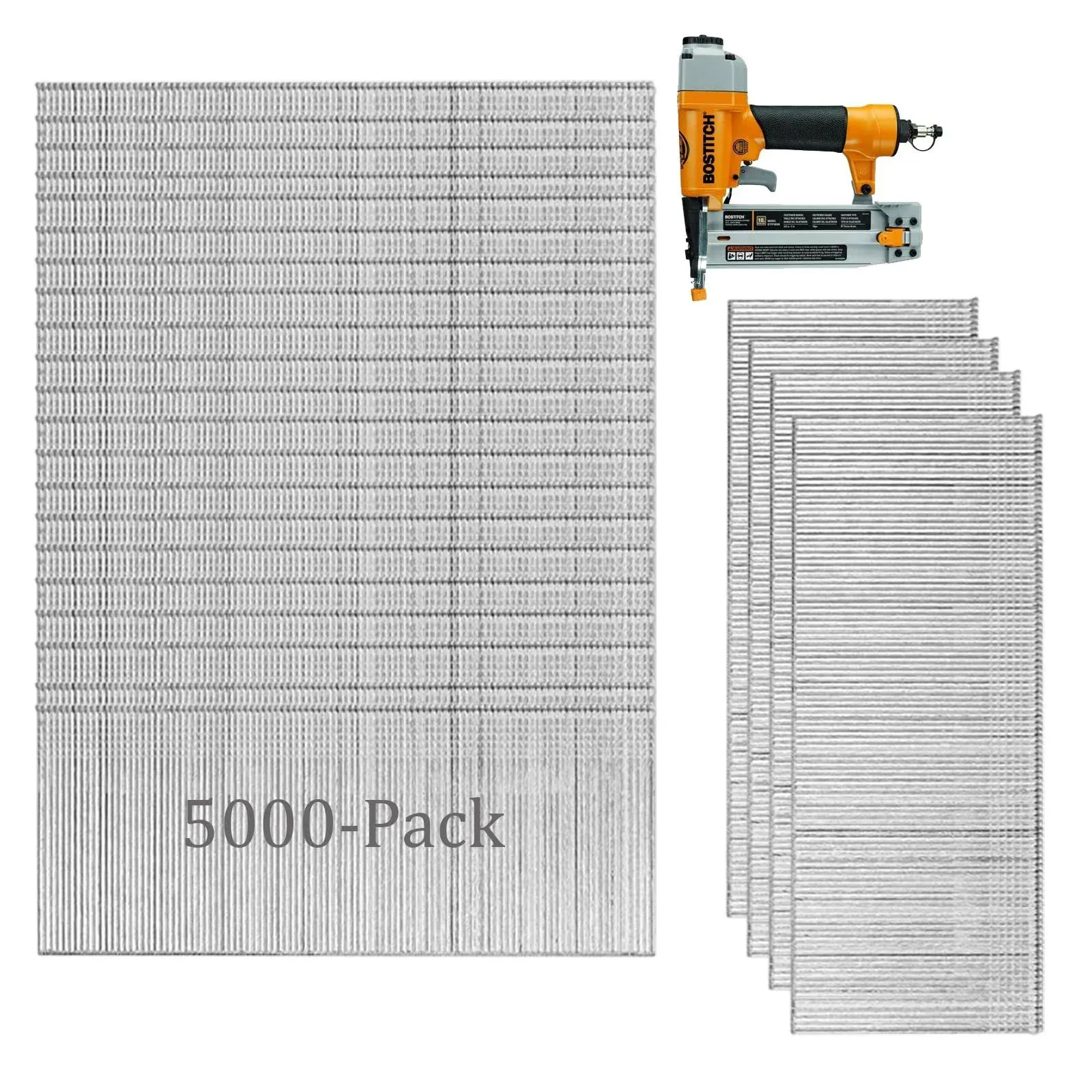 5000Pack 18 Gauge 2 inch Brad Nails, Galvanized Heavy Duty Brad Nails for Gun,18 Gauge Straight Pin Nailers for Upholstery, Trims, Molding,