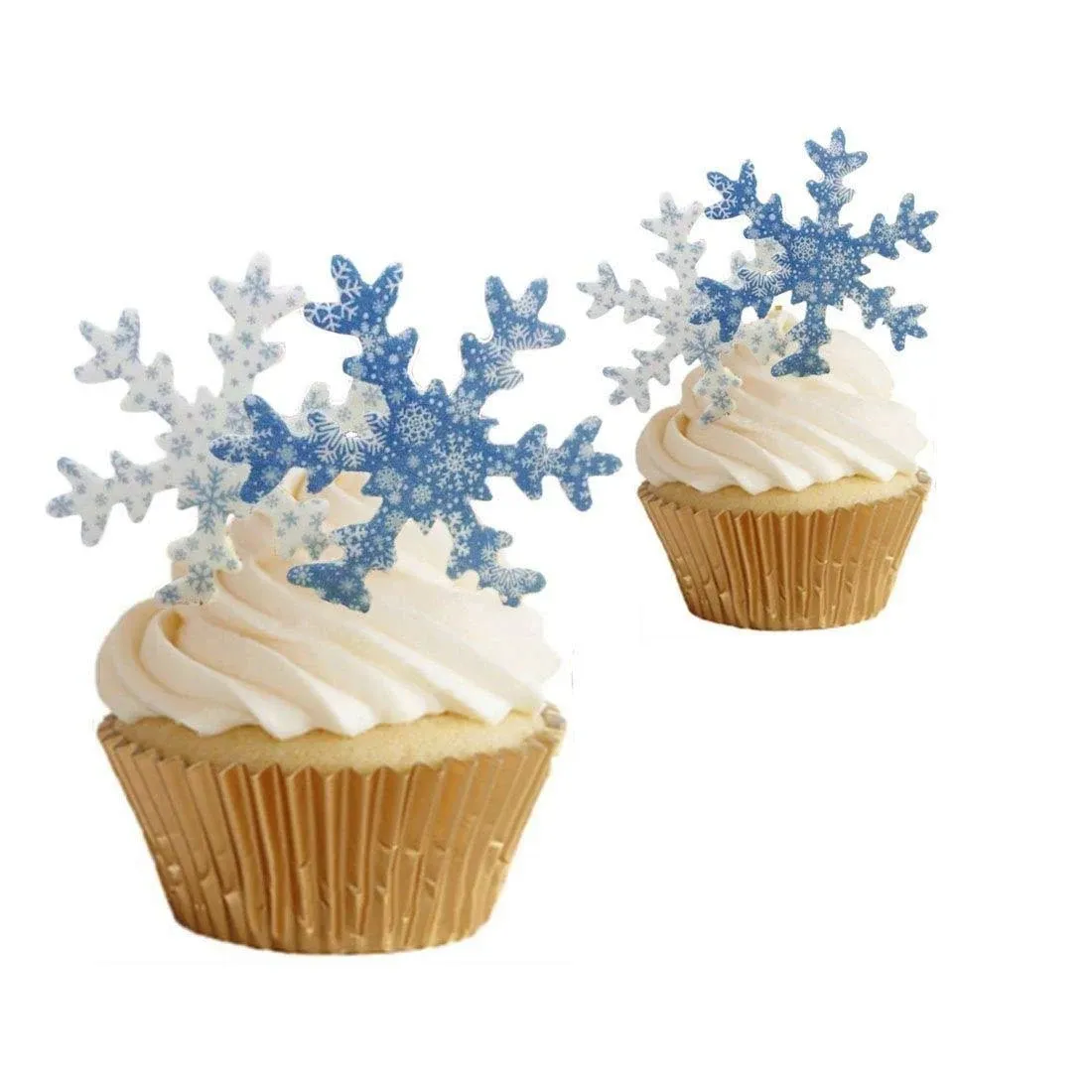 Georld 36pcs Edible Wafer Snowflakes Cake Topper Cupcake Toppers