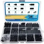 350PCS M4 Black Male Female Nylon Hex Spacer Standoff Screw Nut Set Assortment Kit (Black) for PCB Motherboard Circuit Board