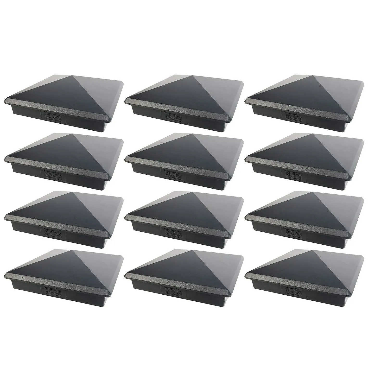 5.5" x 5.5" Heavy Duty Aluminium Pyramid Post Cap for True/Actual 5.5" x 5.5" Wood Posts - Black (12 Pack) (Works ONLY with Actual 5.5" x 5.5" Posts. Will NOT Work with Actual 6" x 6" Posts)