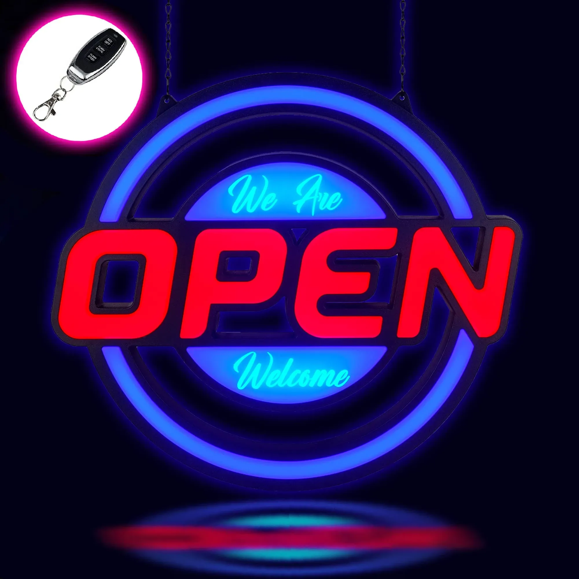 21&#034;x19&#034; Open Sign - Ultra Bright Jumbo LED Neon Large Open Sign - Remote Cont...