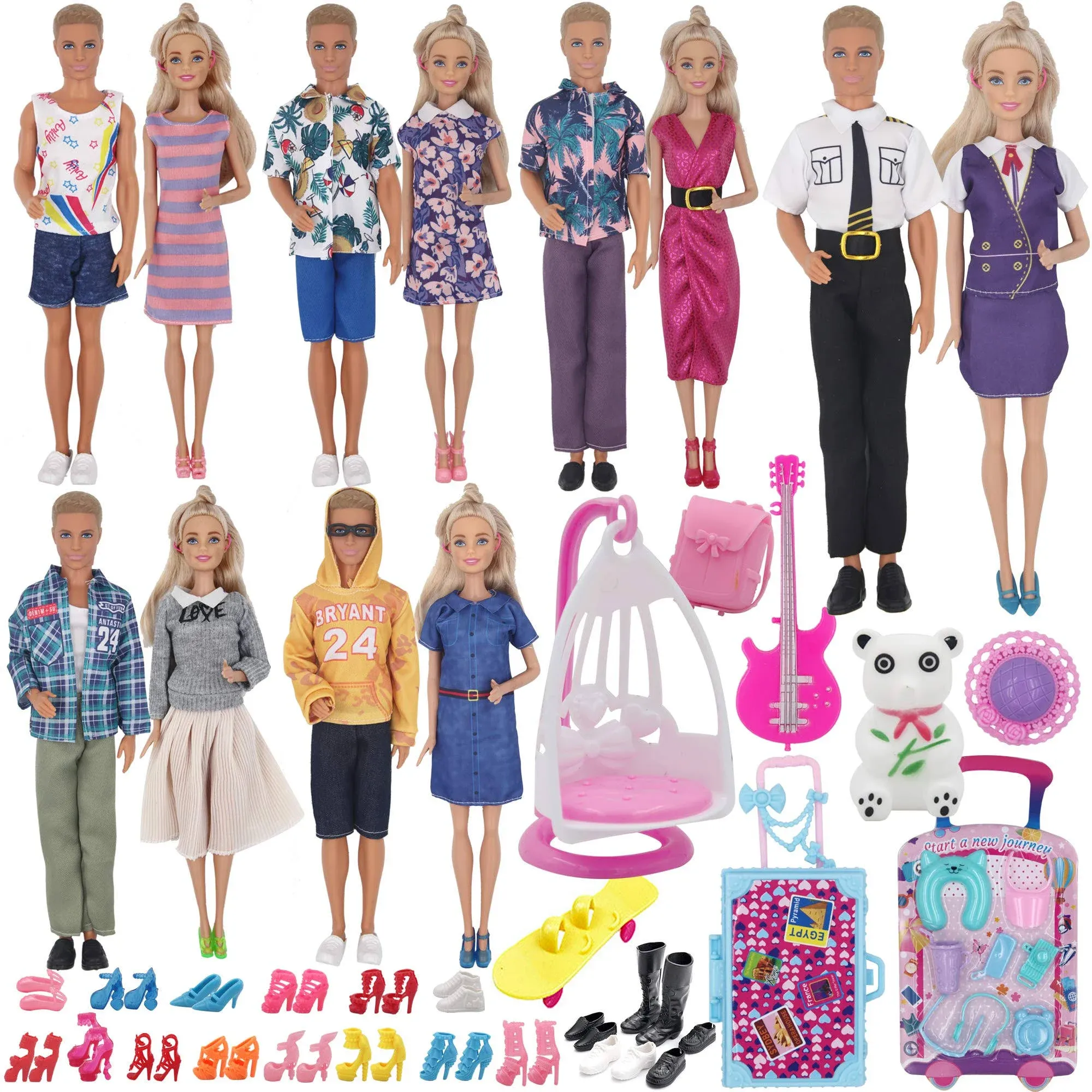 Ztweden 76pcs Doll Clothes and Accessories for 12 inch Boy and Girl Doll Flight Attendant Series Set Includes 22 Wear Clothes 19