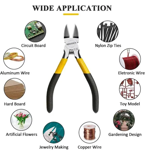 Wire Cutters, BOOSDEN 5 inch Flush Cutter, Dikes Wire Cutter for Crafting Electrical Jewelry Making, Precision Wire Cutter, Small Wire Cutter, Ultra Sharp Wire Clippers, Wire Snips