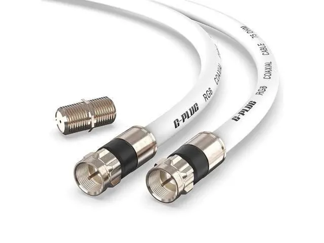 G-PLUG 30FT RG6 Coaxial Cable Connectors Set – High-Speed Internet, Broadband and Digital TV Aerial, Satellite Cable Extension – Weather-Sealed Double Rubber O-Ring and Compression Connectors White