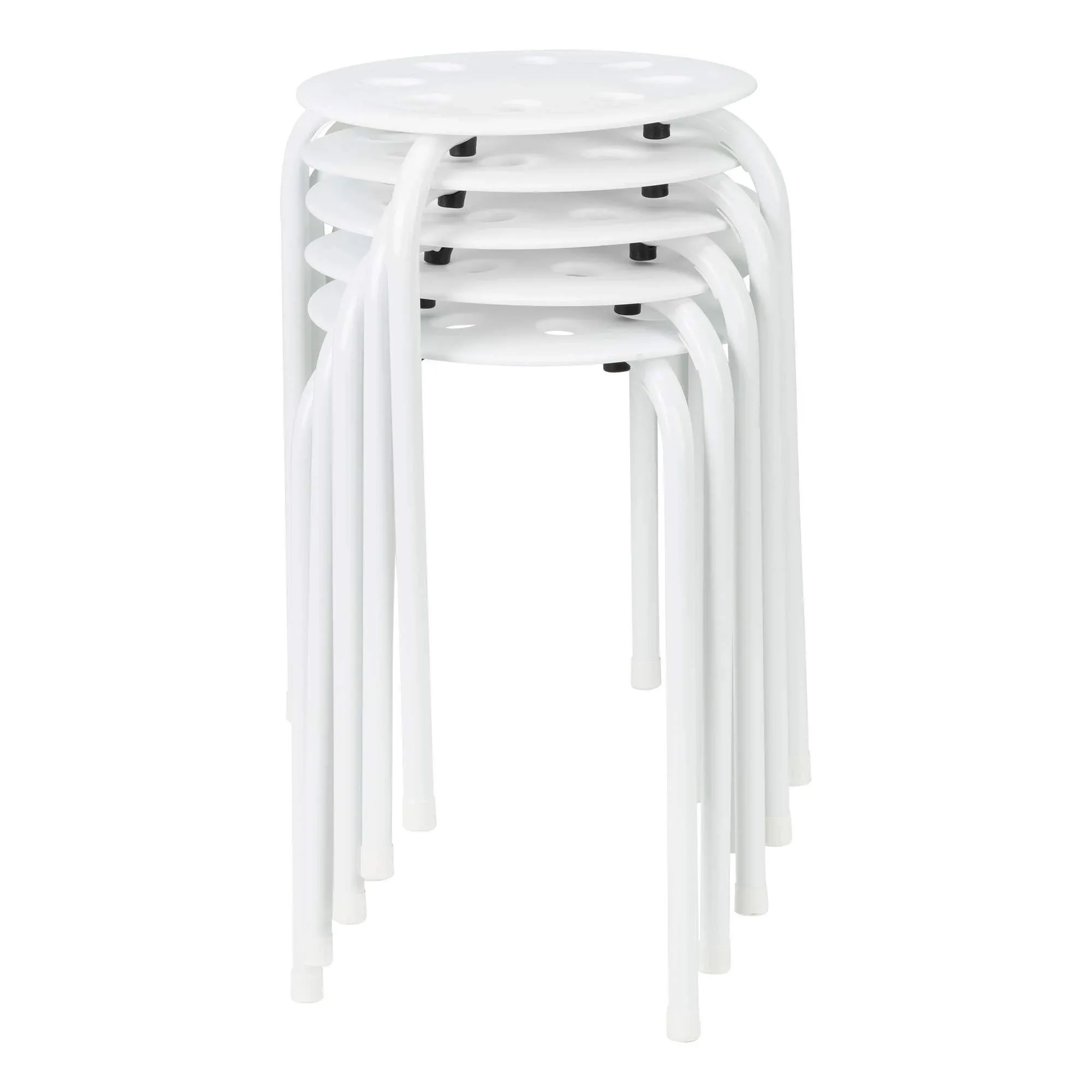 Norwood Commercial Furniture White Plastic Stack Stool with White Legs (5 Pack)