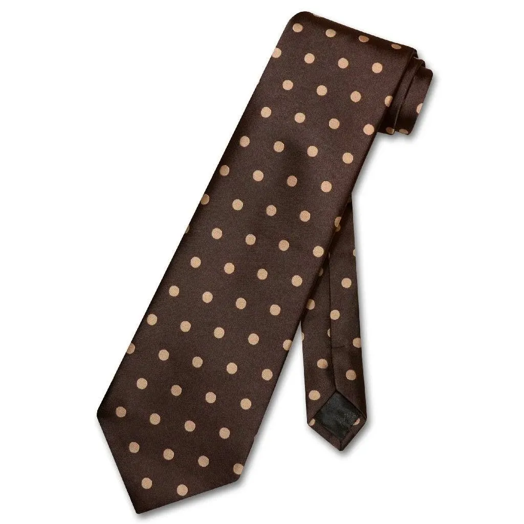 Vesuvio Napoli NeckTie Chocolate Brown w/Lt. Brown Polka Dots Design Men's Tie