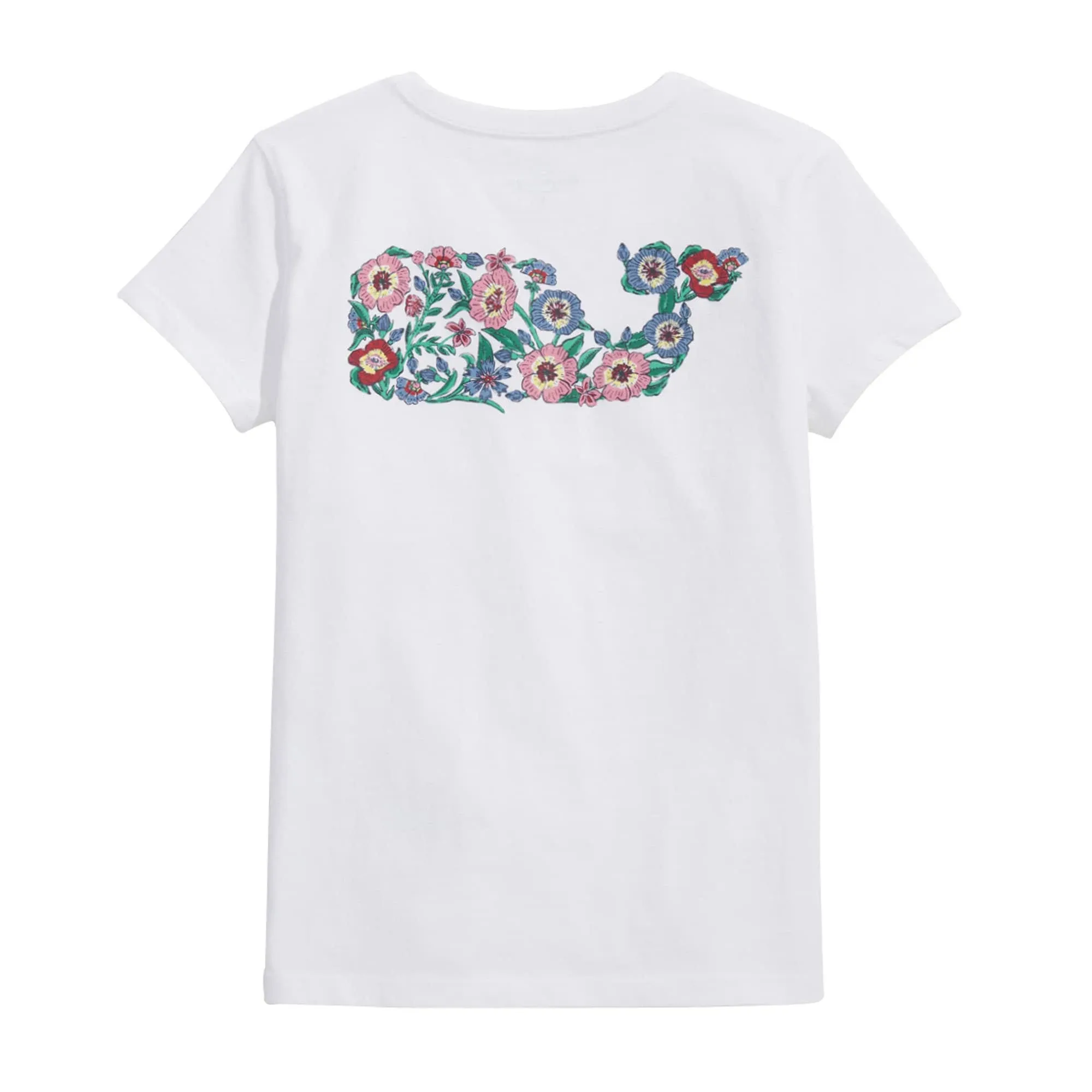 vineyard vines Girls' Tisbury Floral Whale Fill Short-Sleeve Pocket Tee