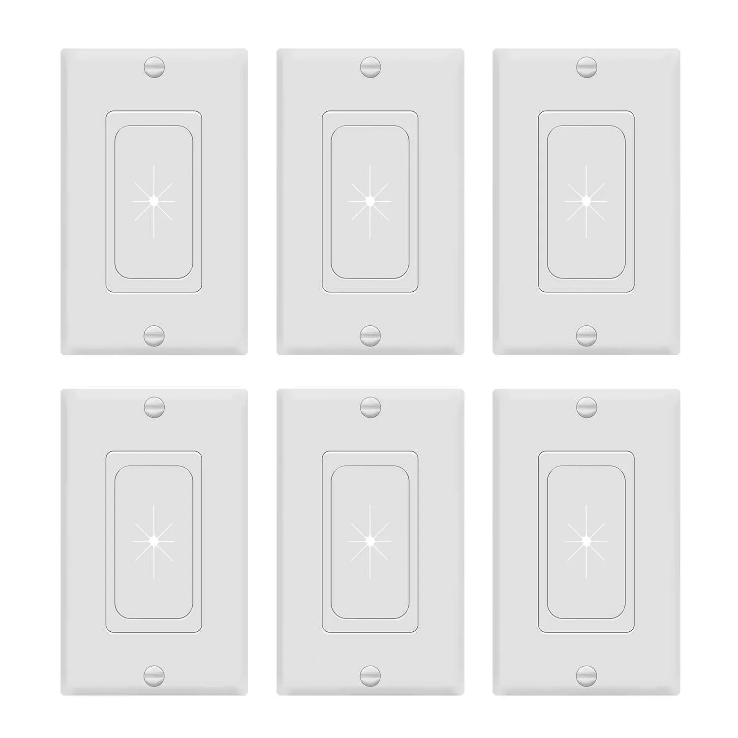 TOPGREENER Flexible Rubber Wall Grommet Insert with Decorator Wall Plate, Pass Through Plate for Low-Voltage Cables, Size 1-Gang 4.50" x 2.75," Polycarbonate Thermoplastic, TG8901-2PCS, White, 2 Pack