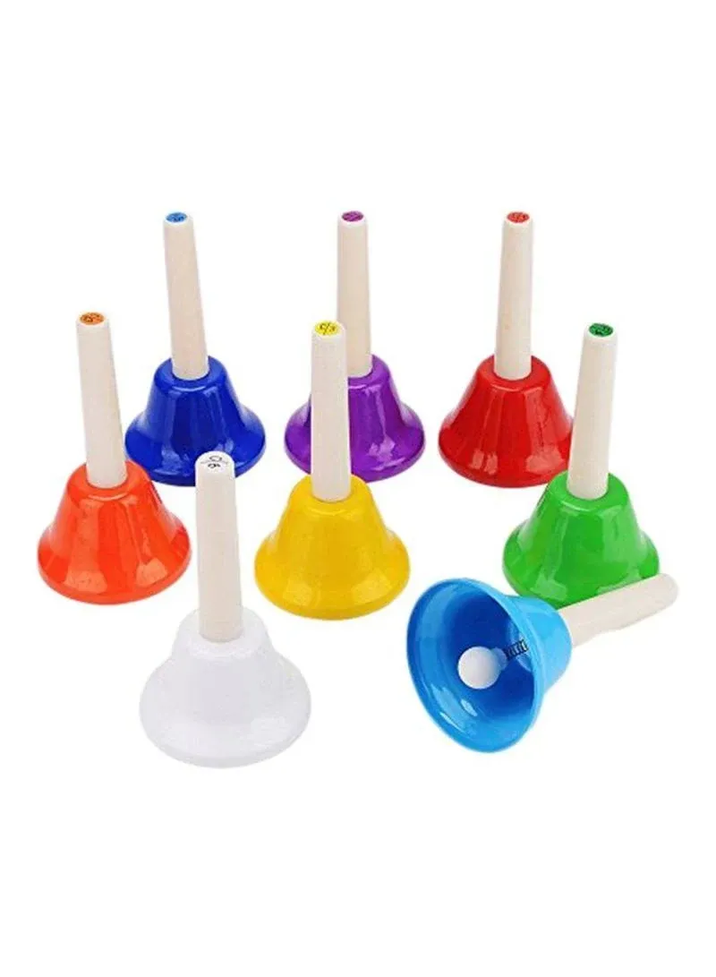 Vangoa Hand Bells Set 8 Note Handbells Set Colorful Diatonic Metal Bel