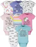 Onesies Brand Baby Girls' Short Sleeve Bodysuits, 8-Pack