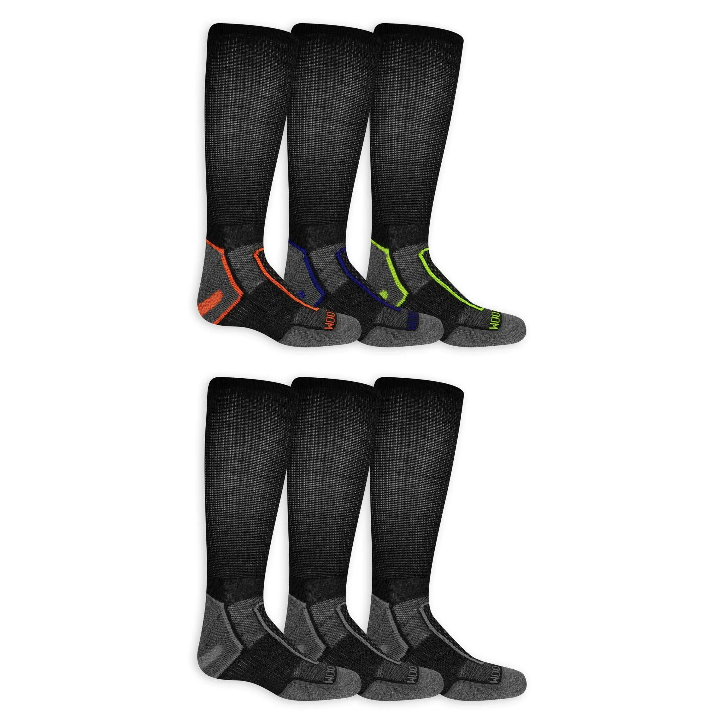 "Fruit of the Loom Boy's Coolzone Cushioned Socks-6 Pair Pack Large Black Assorted"