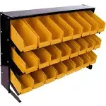 ToolUSA Sheet Metal Display Rack | Black Powder Coat with 24 Yellow Bins 11" x 3" x 4" | Overall Size 32" x 23" x 11" | Easy Assembly & Sturdy Design for Organized Storage