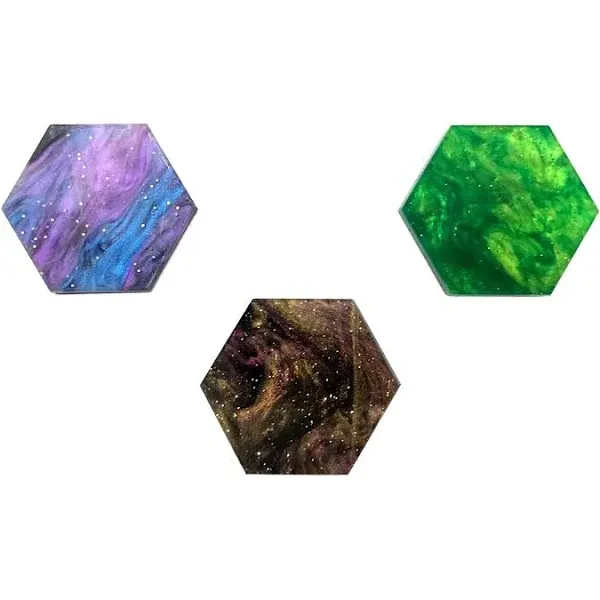 C4Labs Blank Hexagon Game Tokens - Pack of 30 - Color Options (Nebula Colors, Three Pack of 30 (90 tokens))