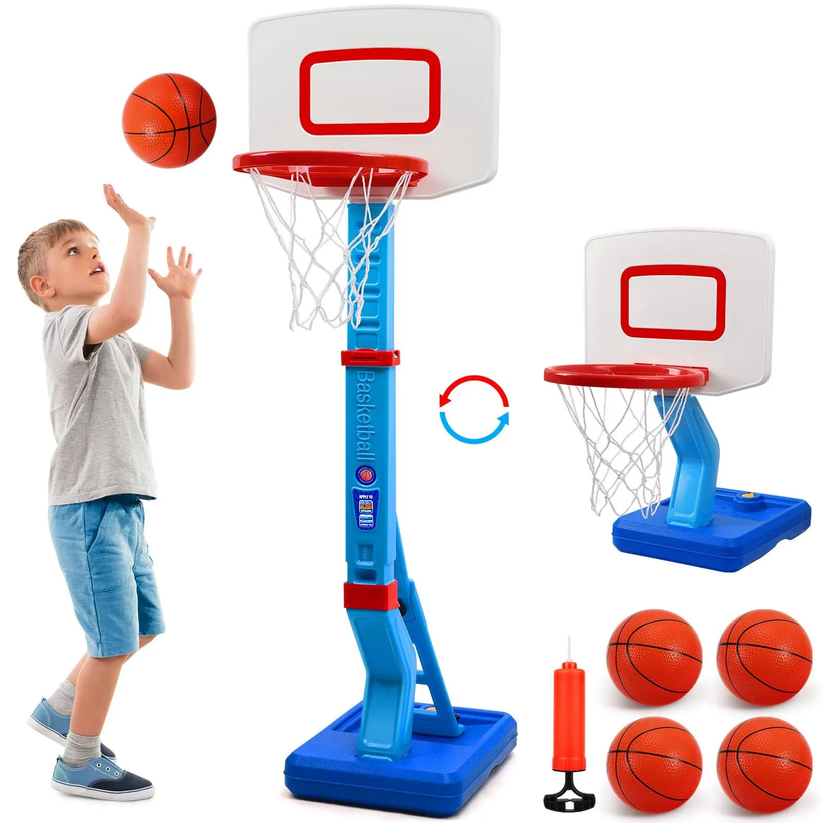 Toddler Little Girls Basketball Hoop Set with 4 Balls for Indoor Outdoor Age 1-3 2-4 3-5, Height Adjustable Basketball Goal for Kids Backyard Basketball Toys for 1 2 3 4 Year Old Girl Birthday Gifts