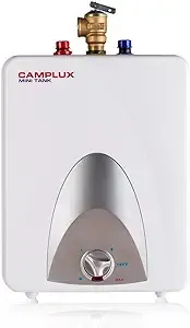 CAMPLUX Electric Mini Tank Water Heater 2.5 Gallons (ME25), Eliminate Time for Hot Water - Shelf, Wall or Floor Mounted