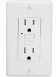 EZ-FLO 15-Amp 125-volt Tamper Resistant Recessed GFCI Residential Duplex Outlet with Wall Plate, White