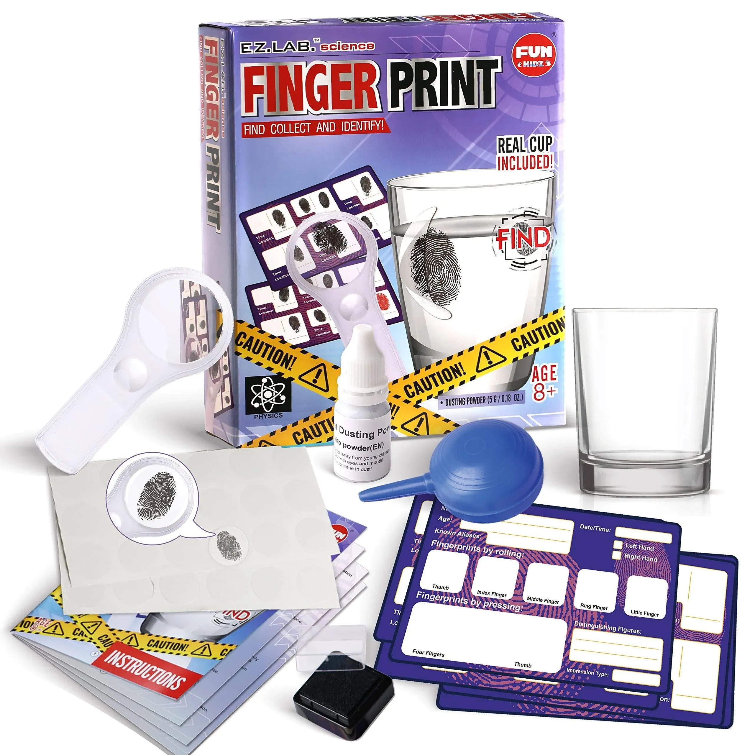 Fingerprint Kit for Kids Ages 8-12, FunKidz Detective Spy Gear Pretend Play Stem ...