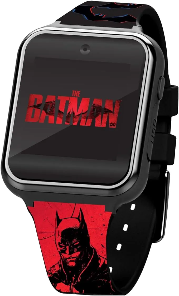 Accutime Batman Black Kids Educational Learning Touchscreen Smart Watch Toy for Girls, Boys, Toddlers - Selfie Cam, Learning Games, Alarm, Calculator, Pedometer & More (Model: BAT4973AZ)