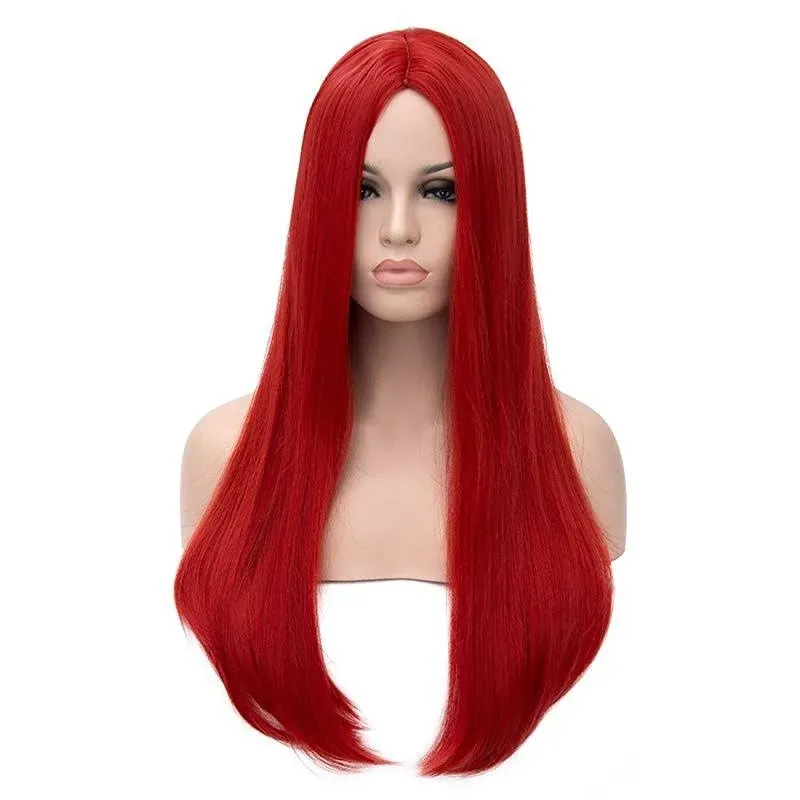 Red Sally Wig Nightmare Before Christmas Long Red Wigs for Sally Costume Women Straight Hair Wig Cute Fashion Wigs for Party Halloween BU157R