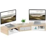 3 Shelf Monitor Stand Riser with Drawer-Length and Angle Adjustable Dual Monitor