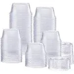 200 Sets - 3.25 oz. Plastic Disposable Portion Cups with Lids, Clear