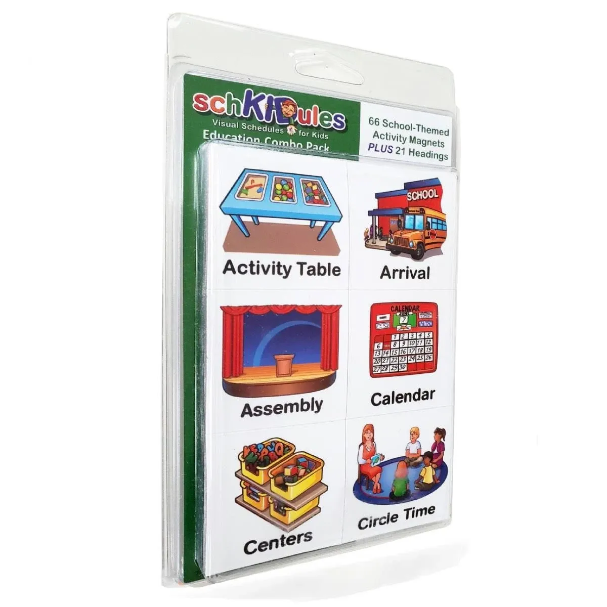 SchKIDules Visual Schedules for Kids 87Pc Education Collection for Classroom Supports & Homeschool Organization: 66 School-Themed Picture Magnets +21 Headings for Preschool, Special Ed & Autism