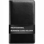 Sooez Leather Business Card Book Holder, Professional Cards Black