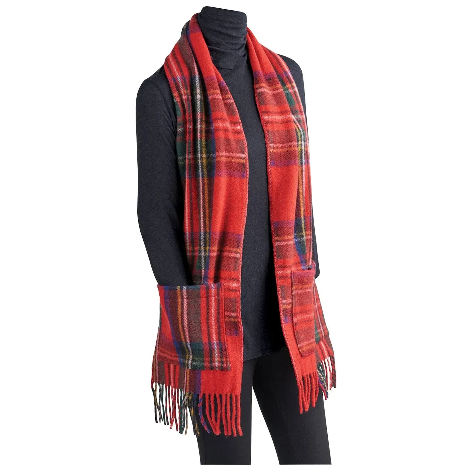 Scottish Tartan Plaid Wool Pocket Scarf - Stewart Muted Blue