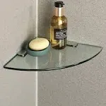 SAYAYO Glass Corner Shelf for Wall, Tempered Floating Glass Shelves for Bathroom 1 Pcs, Clear