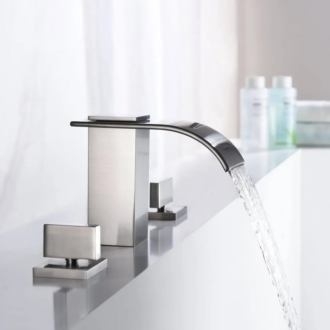 Roman Tub Faucet Brushed Nickel 3 Hole Widespread Bathtub Faucet with High Flow 