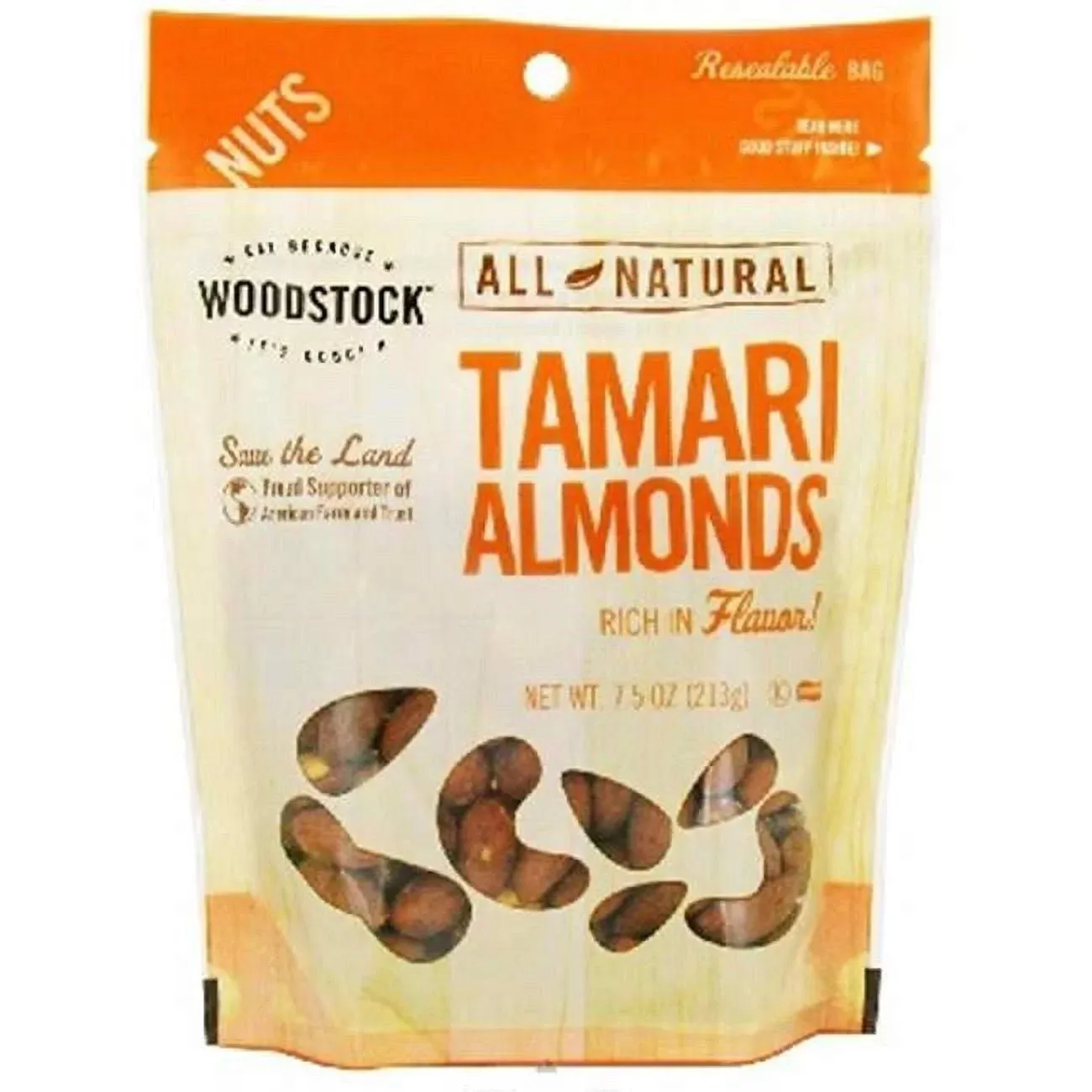 Woodstock Natural Tamari Almonds, 7.5 Ounce