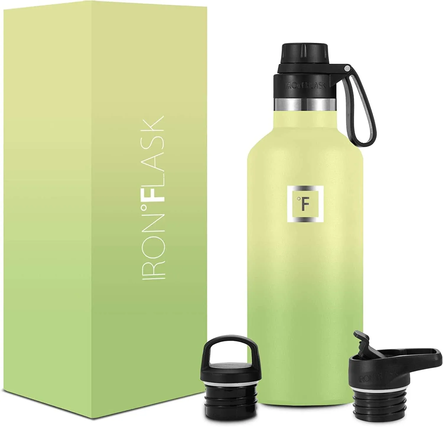 IRON °FLASK Sports Water Bottle - 24 Oz, 3 Lids (Spout Lid), Leak 32 Lime 