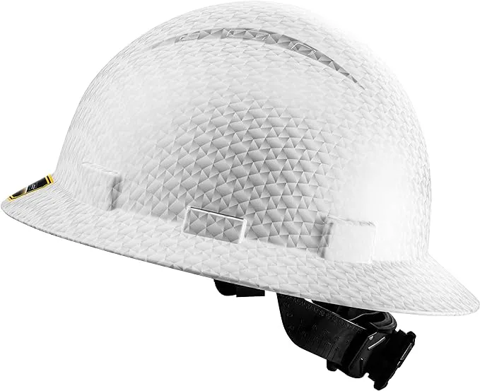 HDPE Fiber Full Brim Hard Hat, White Pyramids