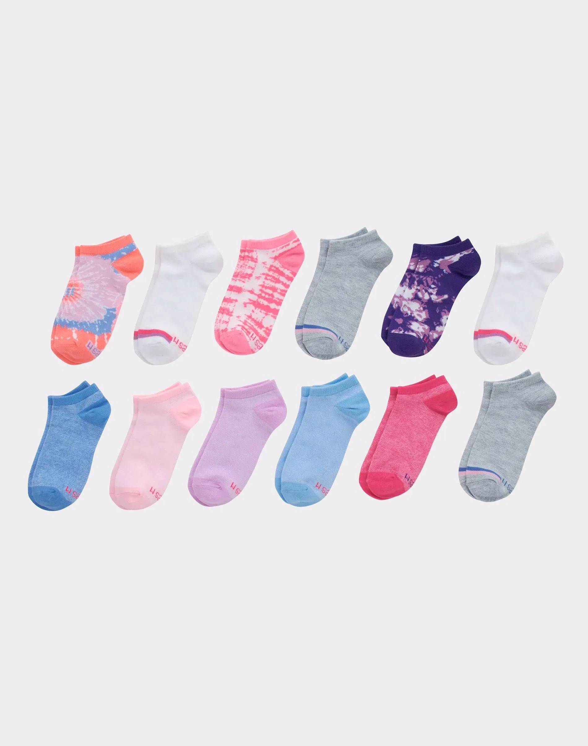 Hanes Girls Fashion Ankle Socks, Patterned Soft Socks, 12-Pack