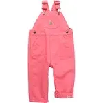 Carhartt Girls' Flannel-Lined Canvas Overalls, Pink Lemonade, 2T