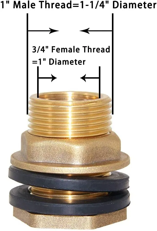  2PCS 1/2&#034; NPT Female 3/4&#034; GHT Male Soild Brass Water Tank Connector Theaded 