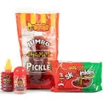 Fountain City Fulfillment Chamoy Pickle Kit - Deluxe Chamoy Pickle Set with Ricos & Warhead Pickle, Lucas Swinkles Salsaghetti Mexican Candy Strings, Chamoy Powder & Sauce, Lucas Gusano & Lucas Muecas (1 Chamoy Pickle Kit)