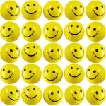 Bedwina Mini Stress Balls for Kids and Adults with Smile Design, Sensory Foam Balls, 24-Pack, Yellow