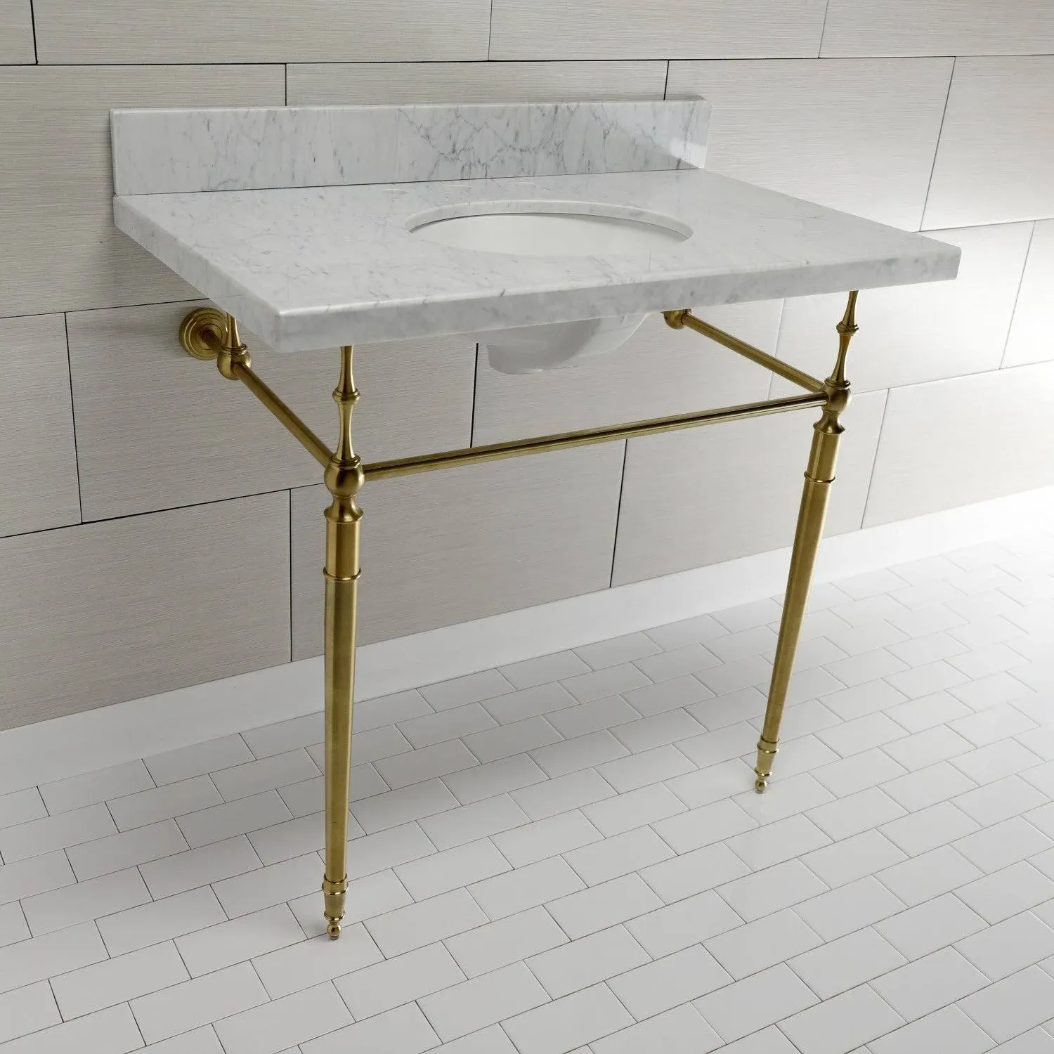 Kingston Brass Edwardian 36" Console Sink with Brass Legs KVPB3622M