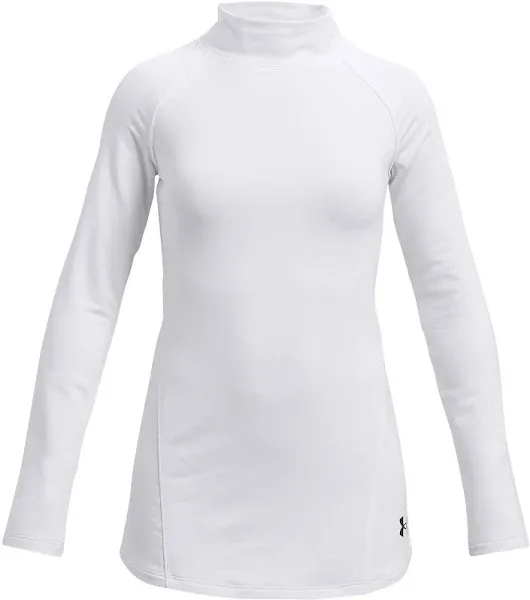 Under Armour Girls' Coldgear Long Sleeve Mock Neck Shirt, Large, White