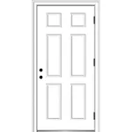 National Door Company ZZ364683L Steel, Primed, Left Hand Outswing, Prehung Front Door, 6-Panel, 36'' x 80"