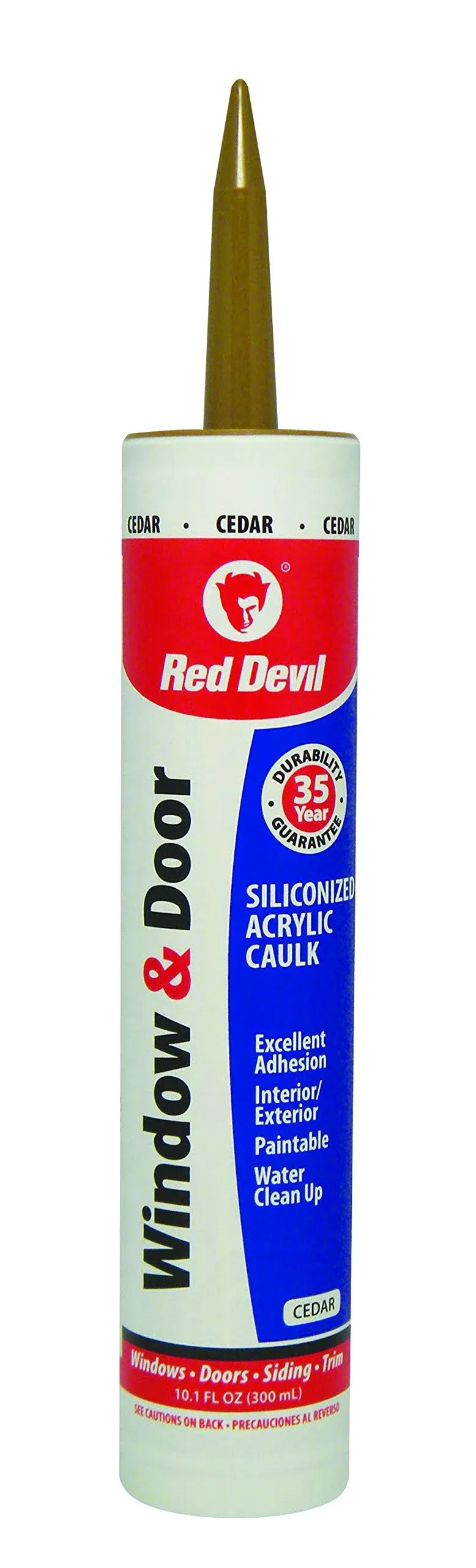 Red Devil 084630 Window & Door Siliconized Acrylic Caulk, 10.1 oz, Cedar, 10 Ounce