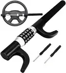 Tevlaphee Steering Wheel Lock for Cars,Wheel Lock,Vehicle Anti-Theft Lock,Adjustable Length Clamp Double Hook Universal Fit Emergency Hammer Window Breaker Self Defense Heavy Duty Secure (Black)