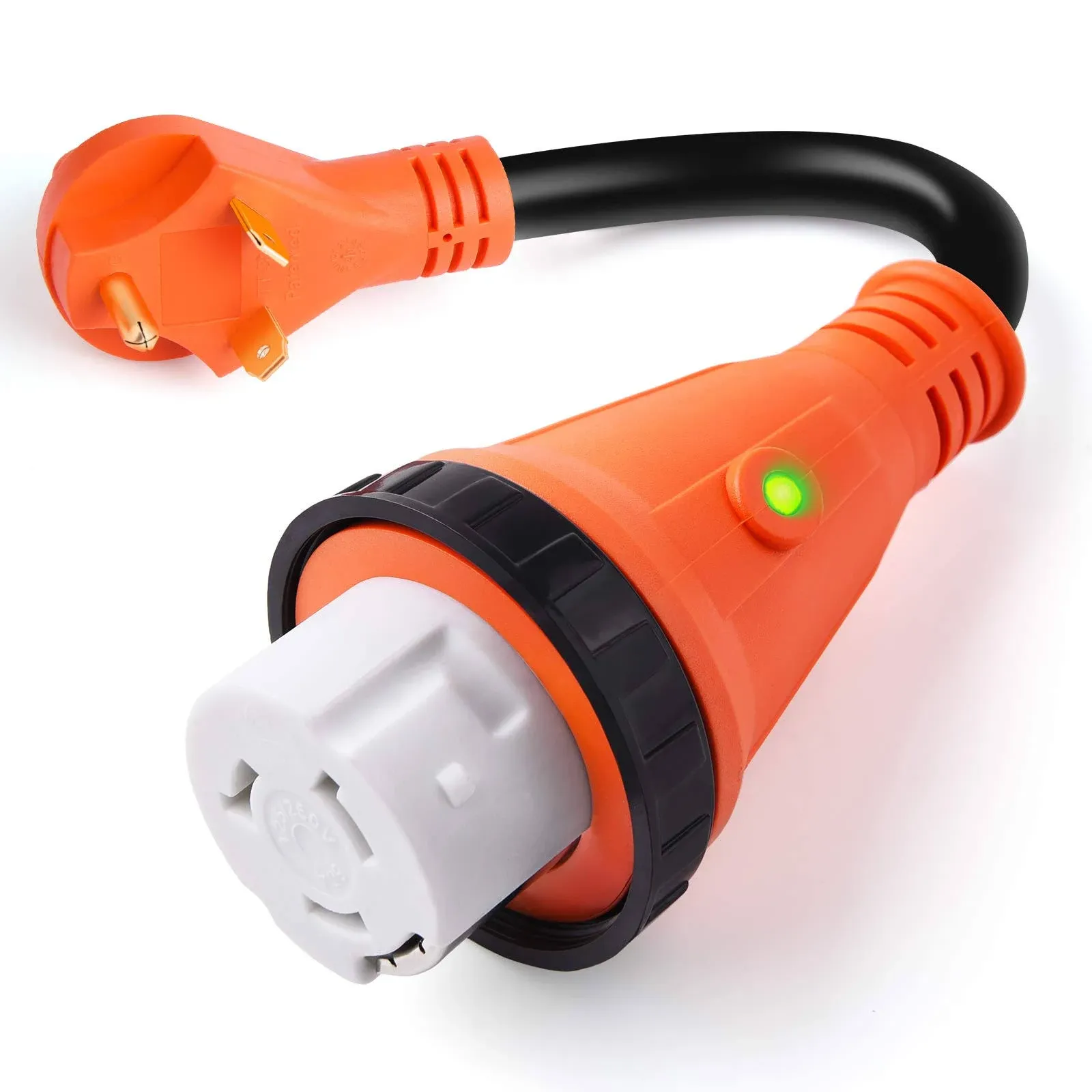 SnowyFox 30A Male to 50A Female RV Power Cord Plug Adapter Heavy Duty Electrical