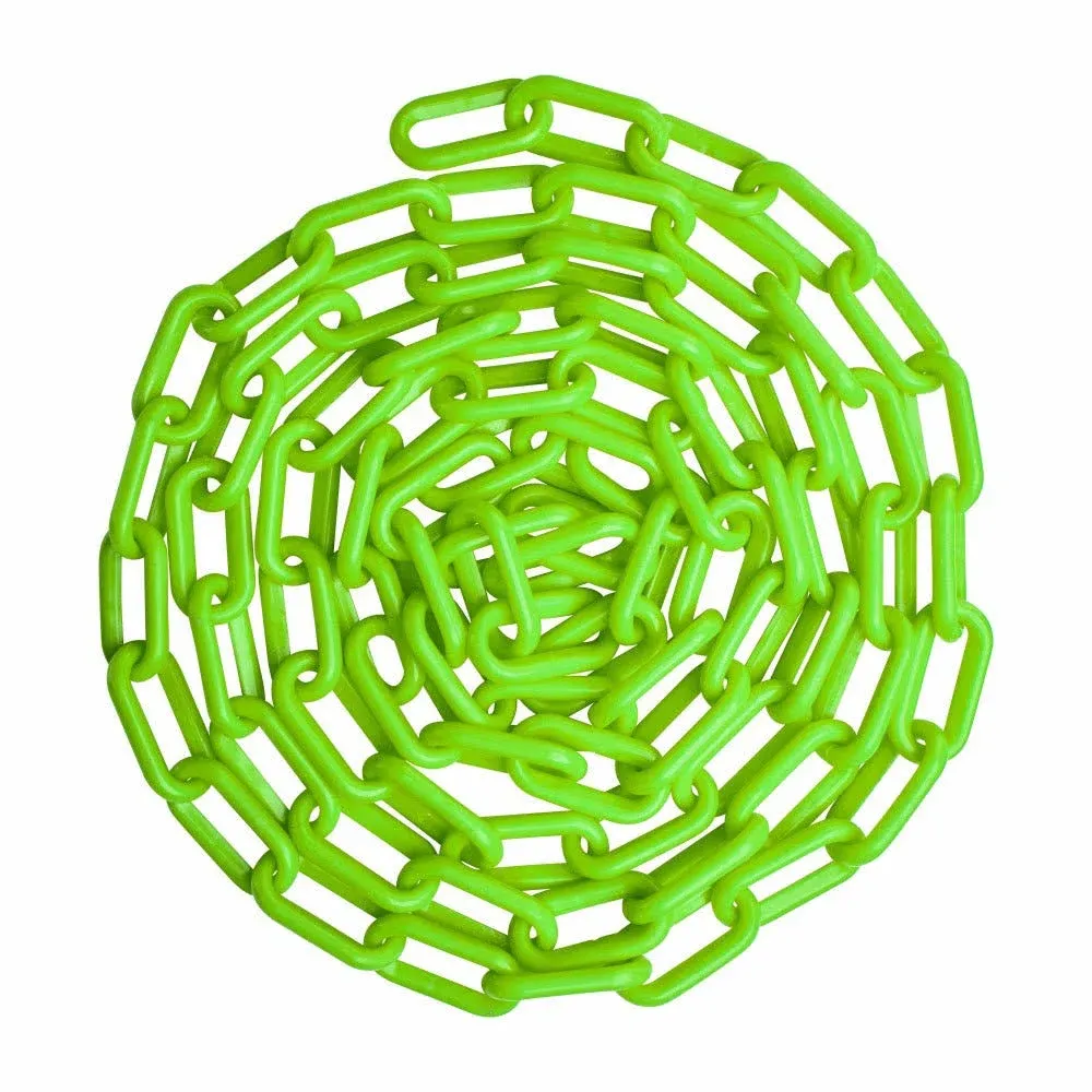 US Weight (Made in Usa) 2" x 25' Safety Green Plastic Chain ft. Sunshield UV Resistant Technology