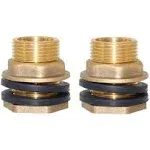  2PCS 1/2&#034; NPT Female 3/4&#034; GHT Male Soild Brass Water Tank Connector Theaded 