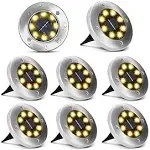 8 Pack 8 LED Waterproof Solar Garden Lights for Patio Pathway Lawn Yard Deck