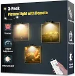 3-Pack Picture Light Battery Operated, Magnetic Led Lights with Remote, Dimmable and Timer Painting Light, Art Display Light for Picture Frame Artworking Portrait, Home Wall Decor Puck Lights, Black