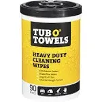 Tub O Towels TW90 Heavy-Duty 10" x 12" Size Multi-Surface Cleaning Wipes, 90 Count Per Canister